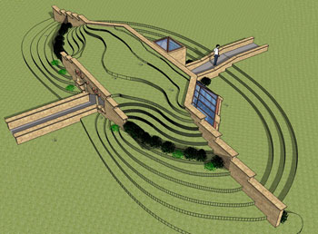 aerial view of earth covered production greenhouse